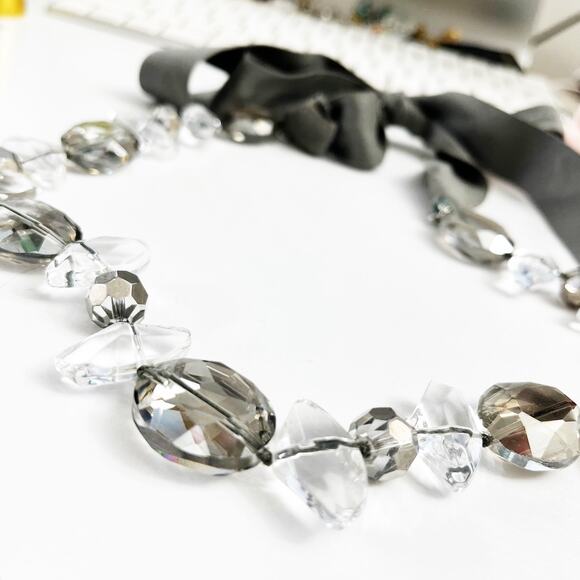 Stella & Dot Claire Faceted Glass Bead Ribbon Adjustable Necklace - Picture 6 of 7